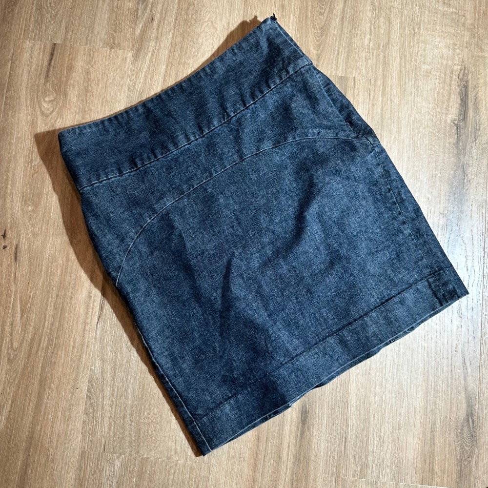Gap Denim Mini Skirt Women 8 Dark Blue Side Zip Stretch Indie Sleaze Y2K Bodycon - Picture 7 of 16